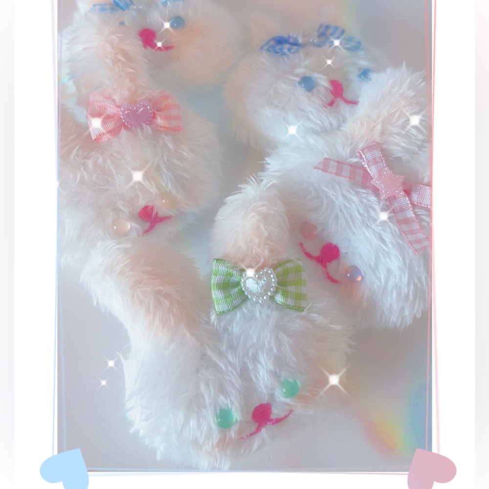 3 for$10-Cute kawaii handmade bunny plush pin/hairclip/bag decoration